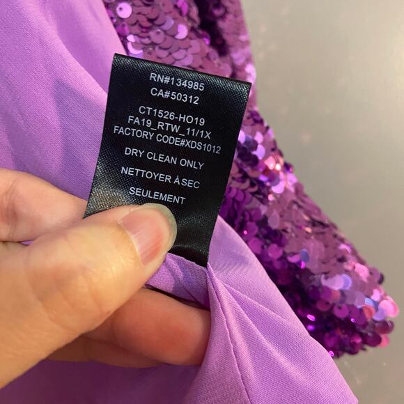 For Love & Lemons Size Small Purple Sequin Tie Front Madeline Sequin Top - Picture 6 of 10